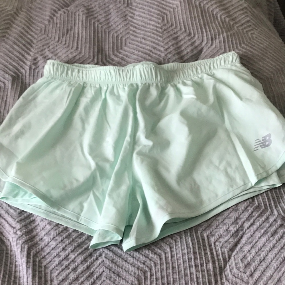 nwt new balance shorts light blue/green